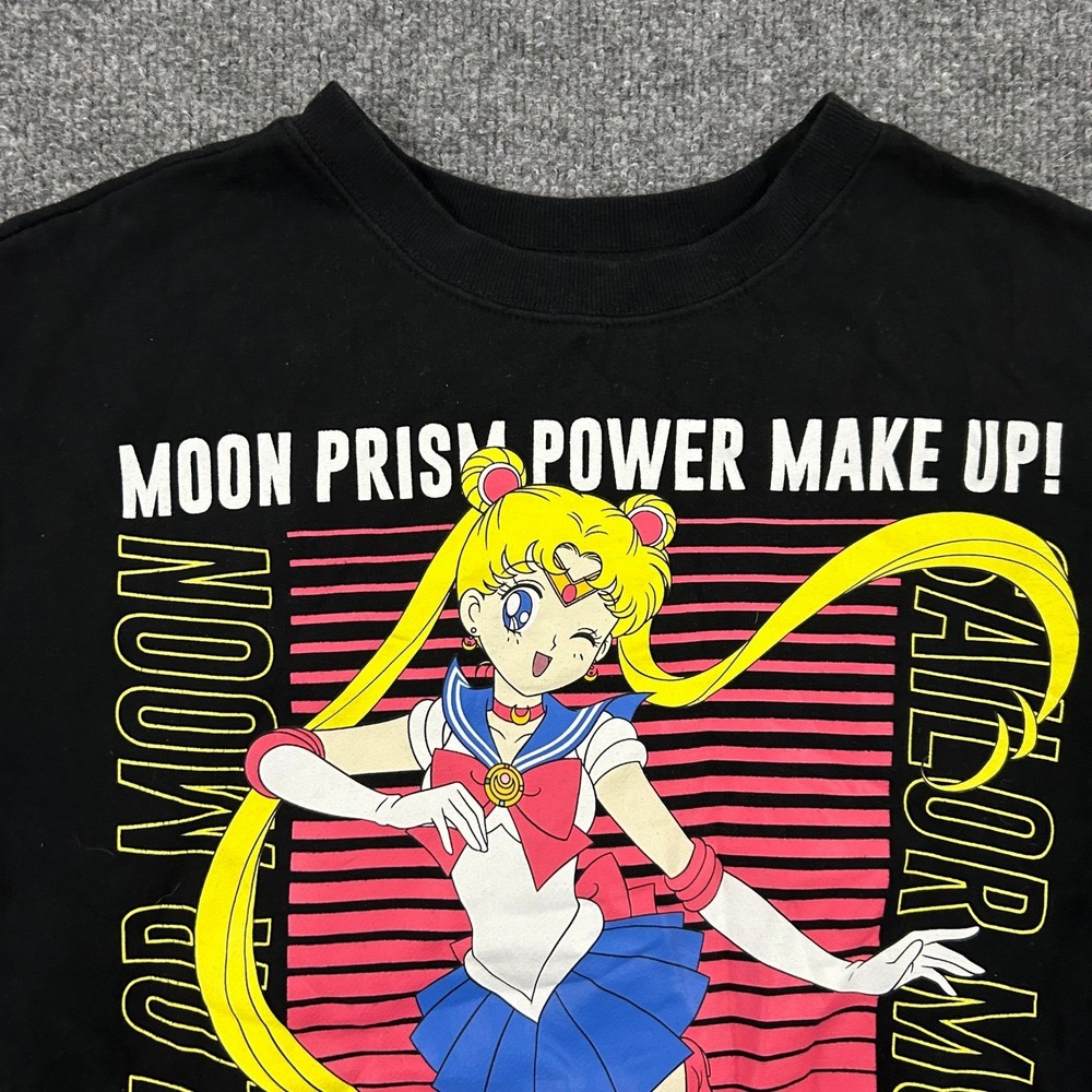 Sailor Moon Sweatshirt Womens Size L Black Moon Prism Power Graphic Crewneck